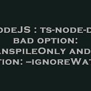 NodeJS Ts Node Dev Bad Option TranspileOnly And Bad Option IgnoreWatch
