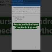 Recursive Palindrome Checker In Python Shorts Python Programming Coding