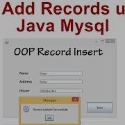 OOP Add Records Using Java Mysql