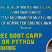 Day 2 Python Bootcamp SRMIST Ramapuram Campus Chennai Indian Servers