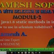 RAMESHSOFT Java8 Static Methods Selenium In Real Time By Ramesh Anapati
