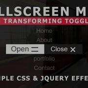 Fullscreen Navigation Menu With Transforming Menu Toggle Icon JQuery Animated Menu Icon Tutorial