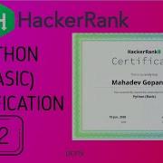 Python Basic Certification 2 Hackerrank Certifications