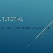 SQL Tutorial How To Rename Tables Or Columns