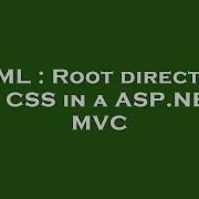 HTML Root Directory In CSS In A ASP NET MVC