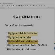 Adding Comments On Google Docs