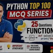 Python Top 100 MCQ Series Part 3 Functions In Python MCQ Quiz Test Your Coding Skills