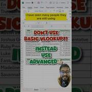 Don T Use Basic Vlookup In Excel Instead Use Advanced Vlookup Excel Exceltips Short Exceltricks