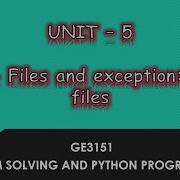 Files And Exception Text Files And Binary File Tamil UNIT 5 CSE P23 GE3151 Quick Through