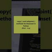 How To Implement Copy And Isdisjoint Method For Frozenset In Python Pythonshot Python Shorts