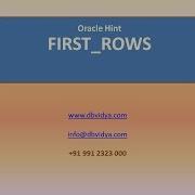 Oracle Hints FIRST ROWS Example