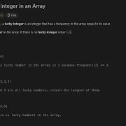 Leetcode 1394 Find Lucky Integer In An Array Live Solution