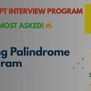 Palindrome Program In JavaScript Check Palindrome For A String JavaScript Interview Question