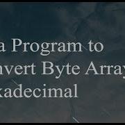 Java Program To Convert Byte Array To Hexadecimal