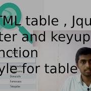 HTML Jquery Table Keyup And Filter Function Table Style0