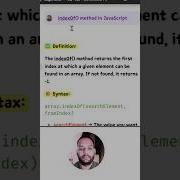 IndexOf Method In JavaScript Coding Shorts Coding Javascript