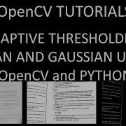 Adaptive Thresholding Mean And Gaussian Thresholding Using OpenCv And Python