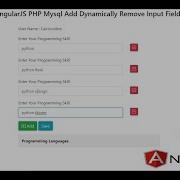 AngularJS PHP Mysql Add Dynamically Remove Input Fields