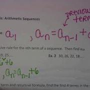Recursive Formula Arithmetic Sequences