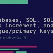 Introduction To Web Dev Quiz 7B Databases SQL SQLite Auto Increment And Unique Primary Keys