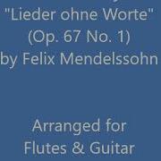 Andante In Eb Major From Lieder Ohne Worte Op 67 No 1 For 2 Flutes Guitar