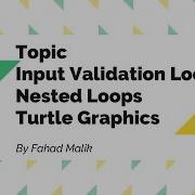Chapter 4 Input Validation Loops Nested Loops Turtle Graphics By Fahad Malik