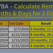 Excel VBA Calculate Remaining Months And Days Between Two Dates