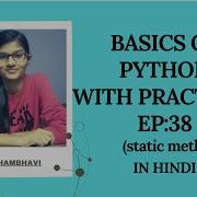 BASICS OF PYTHON EP 38 Static Method Python For Beginners Hindi