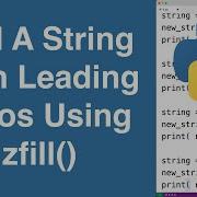 Zfill String Method Python Tutorial
