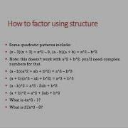Algebra 2 Chapter 7 How To Factor Polynomials Using Structure