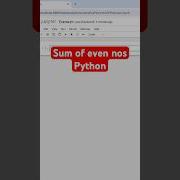 Sum Of Even Numbers Using While Loop Python Programming Coding