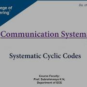 Communication System 1 Systematic Cyclic Codes