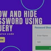 How To Make JQuery Show Hide Password With Eye Icon