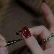 Crystal Cat Eye Gel Polish Nail Art Design With Red Jelly Gel Polish