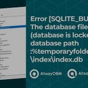SQLITE BUSY The Database File Is Locked Database Is Locked Database Path Index Index Db