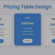 Pricing Table In Html Css