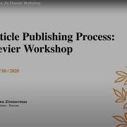 The Article Publishing Process An Elsevier Workshop