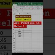 Excel Tricks ABS Function In Excel Absolute Value Shorts Ytshorts Ytviral