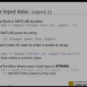 MATLAB Input And Display Functions