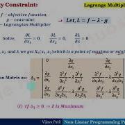 Non Linear Programming Problem Lagrange Multiplier Method Problem With One Equality Constraint