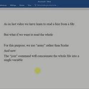 Reading From A Text File In Perl Using Array And Join Operation