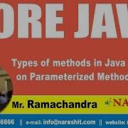 Core Java Tutorial Types Of Methods In Java Program On Parameterized Methods Part6 Mr Ramachandra