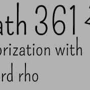 Pollard Rho Factoring Math 361