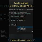 Create A Virtual Dictionary Using Python In 50 Secs Shorts Python