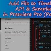 How Do I Add File To Timeline Using A Script In Premiere API And Samples Part 3