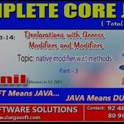 Core Java Declarations With Access Modifiers Native Modifier W R T Methods Part 3