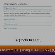 How To Crate FAQ Using Html CSS And JQuery
