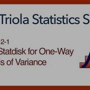 Statdisk Section 12 1 Using Statdisk For One Way Analysis Of Variance