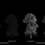 FumeFX C4D Explosion Standard Render VS Redshift Render