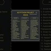 60 Python Project Ideas Python Programming Coding Java Javascript Programmer Developer Html